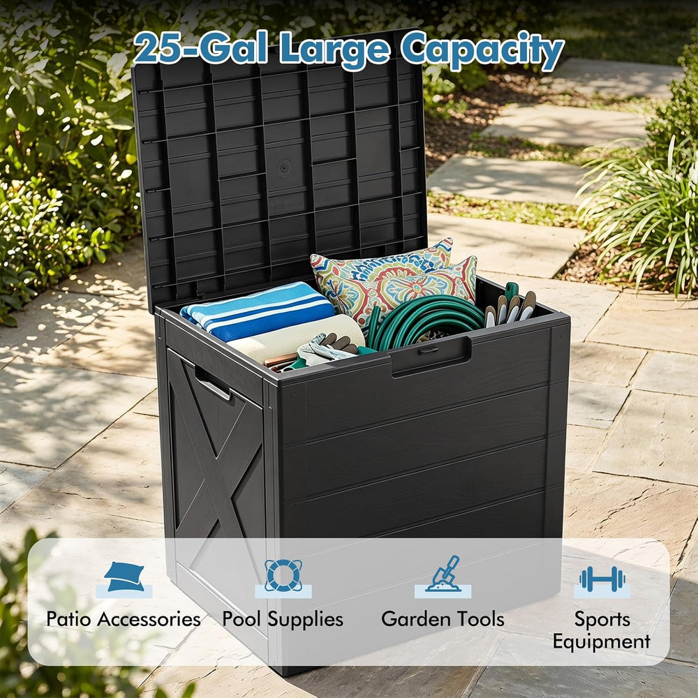 Tangkula 25 Gallon Outdoor Storage Box with Lockable Lid