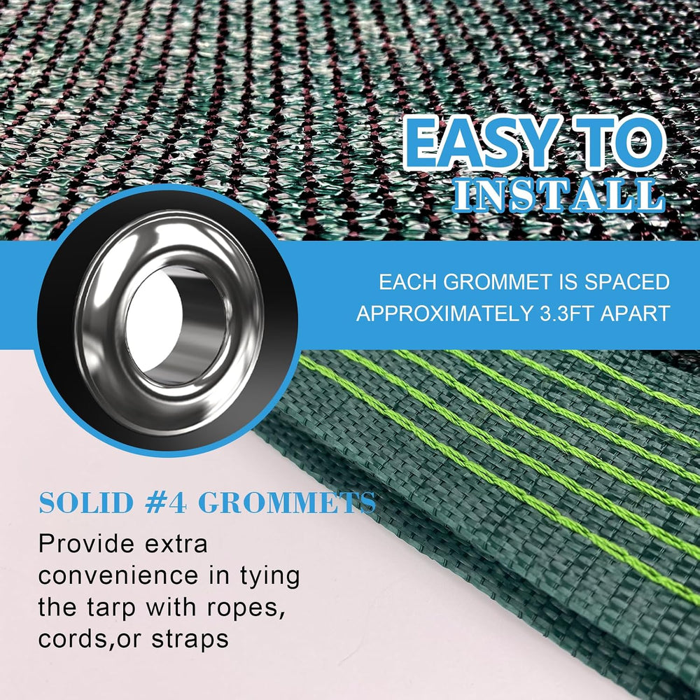 90% Blackish Green Shade Cloth, 10 x 20 ft with Reinforced Grommets