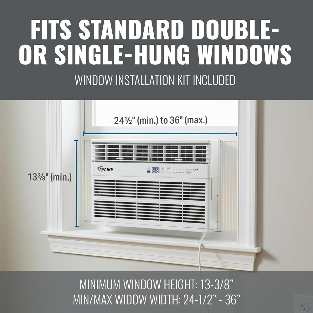 ProAire 8,100 BTU Window AC Unit with Dehumidifier, Quiet, 350 Sq Ft, 115V