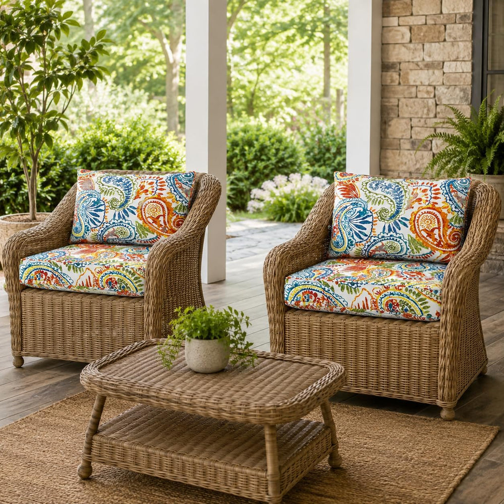 Outdoor Patio Seat/Back Chair Cushion Set 22"x22" Waterproof Fade-R...