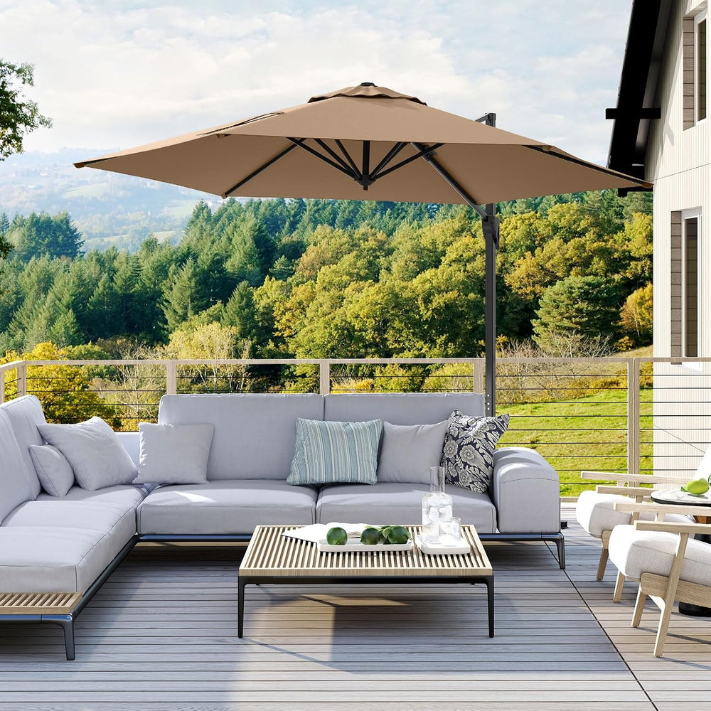 Tangkula 9 FT Cantilever Patio Umbrella, Heavy Duty Offset Outdoor Hanging Um...