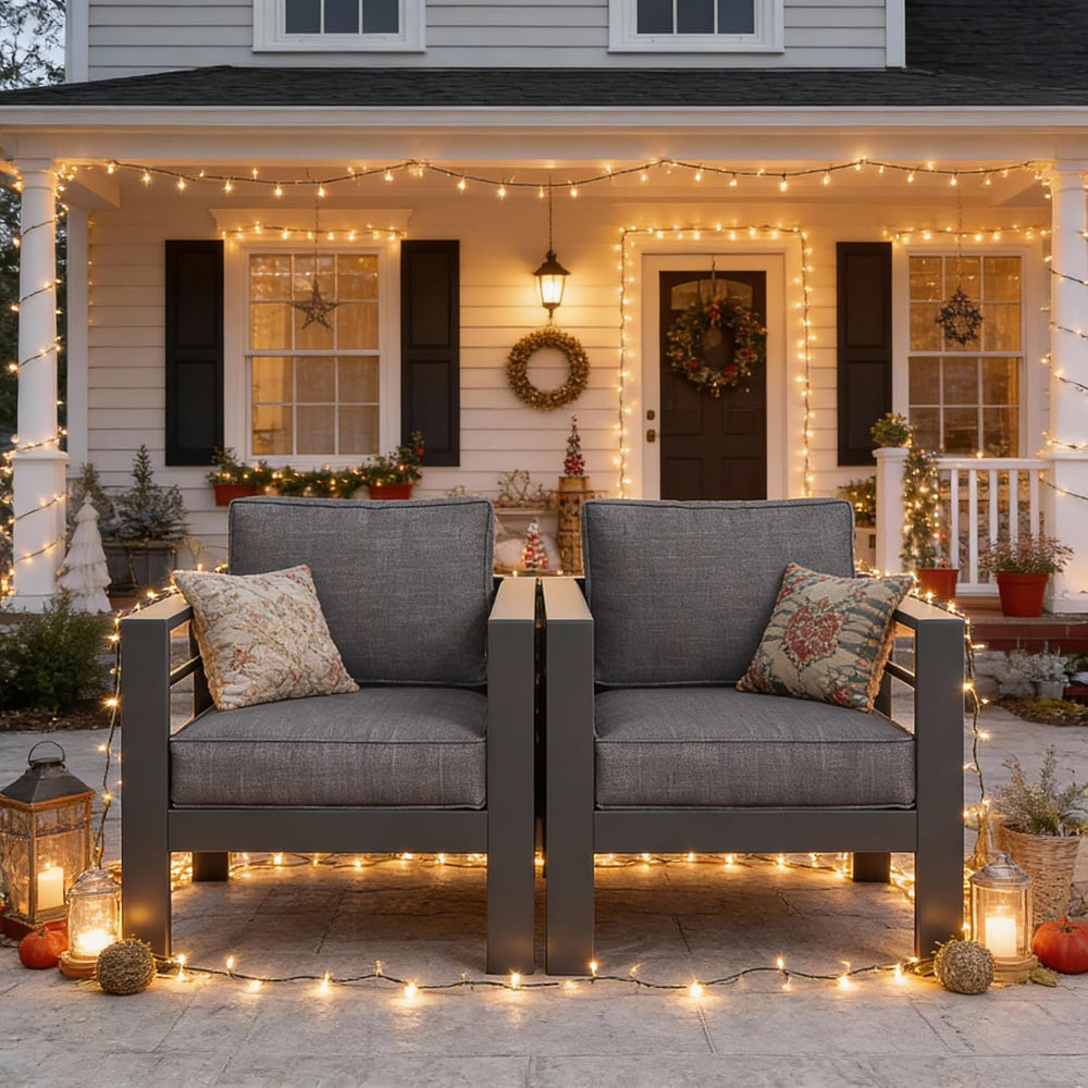 Wisteria Lane Aluminum Outdoor Sofa, 2 Pieces Patio Couch All-Weather Rust-Pr...