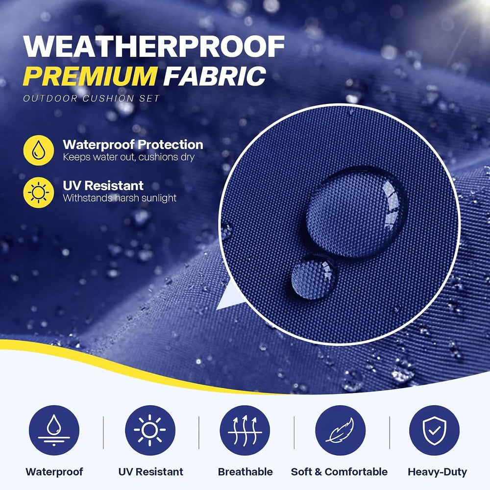 3 Pcs Waterproof Wicker Chair Cushions Thick Seat Pad for Outdoor Furniture