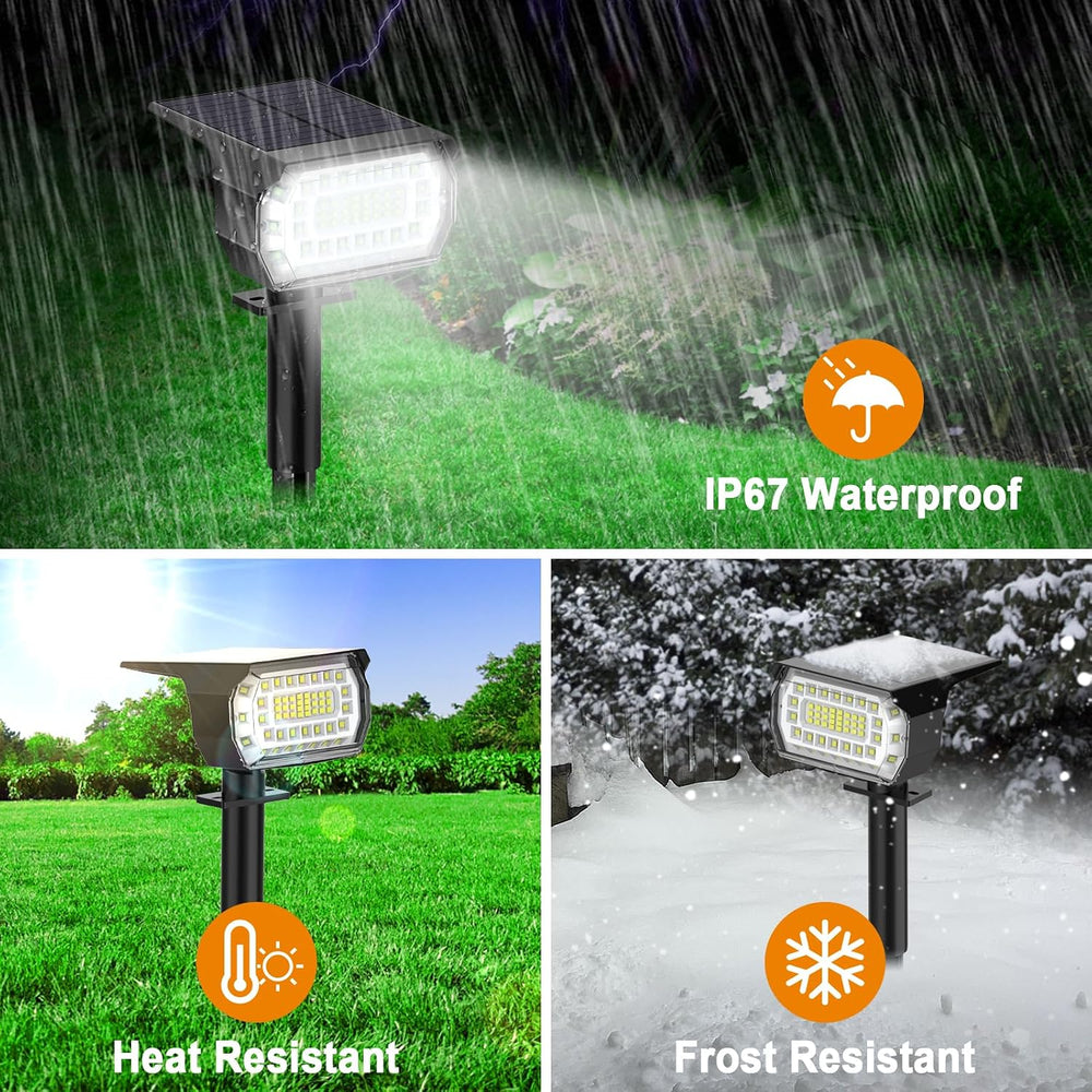 LANSOW Solar Spot Lights Outdoor IP67 Waterproof, 4 Pack/76 LED, Cool White