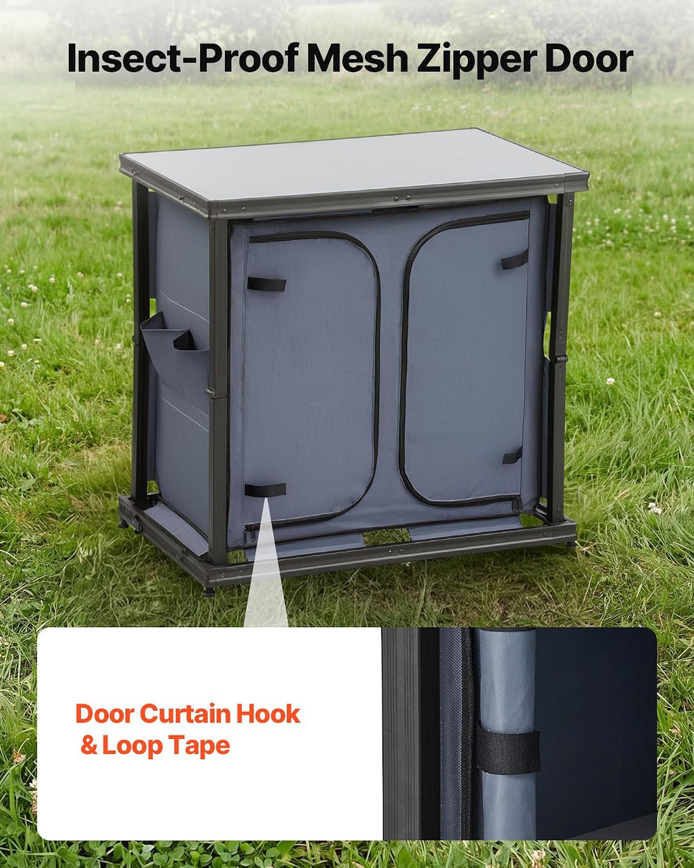 VEVOR Folding Camping Storage Cabinet, Outdoor Portable Lightweight Table