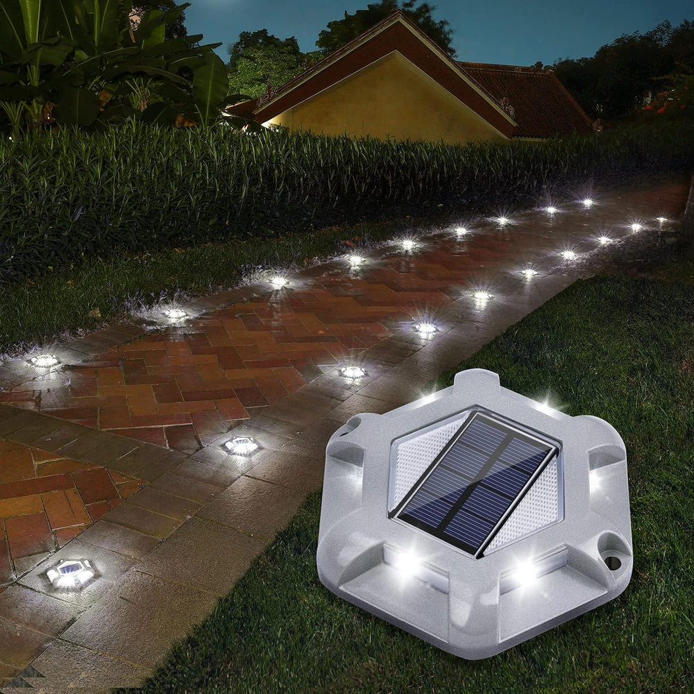 VOLISUN Solar Dock Driveway Deck Outdoor Pathway LED Lights, 12-Pack