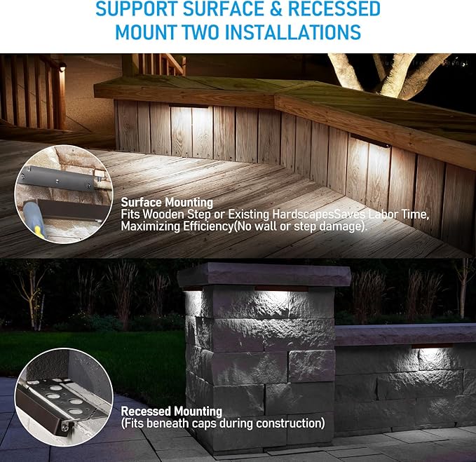 LEONLITE 12 Inch LED Hardscape Lighting, Update Retaining Wall Lights, LED La...