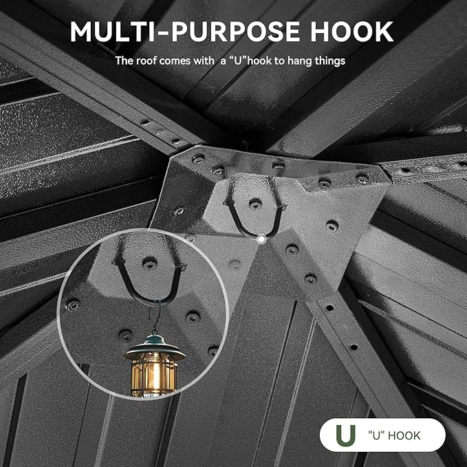 Aoxun Hardtop Gazebo 10x10, Aluminum Frame Canopy with Galvanized Steel Roof,...
