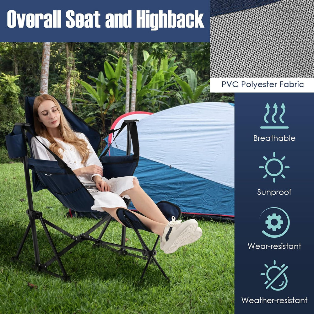 GIANTEX Outdoor Hammock Camping Chair - Rocking Chair with Removable Footrest...