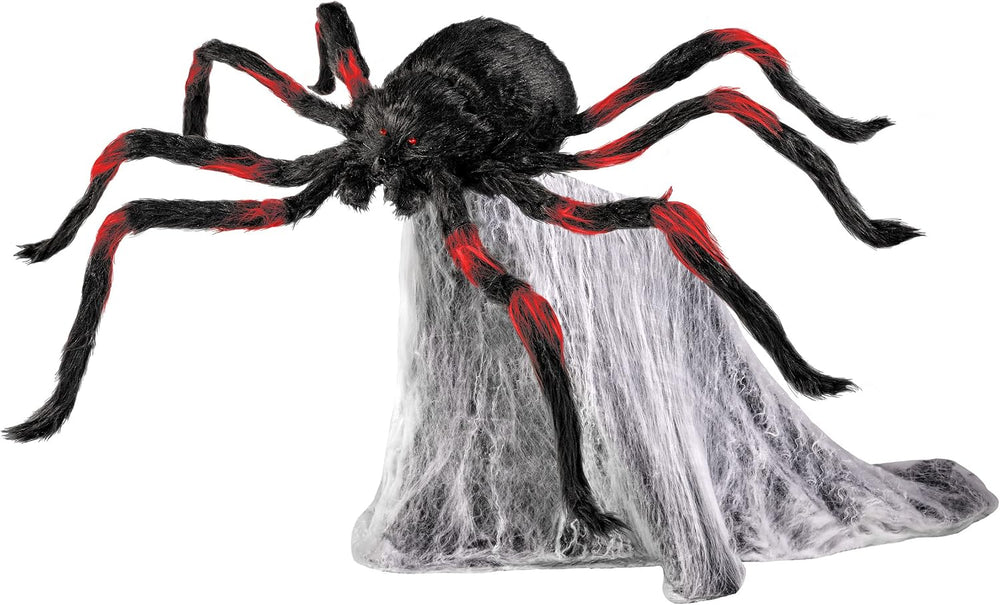 Spirit Halloween 21 Inch LED Red and Black Jumping Spider Animatronic, Multic...