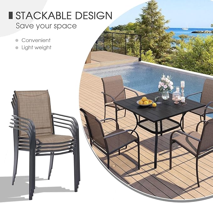 VICLLAX 5 Pieces Patio Dining Set, Outdoor Furniture Set Includes 37.8" ...