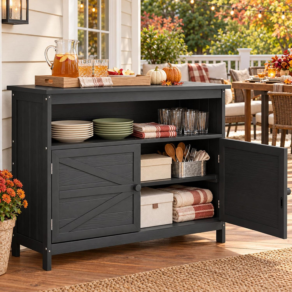 HIPS All-Weather Outdoor Storage Cabinet,Outdoor Sideboard with Magnetic Door...