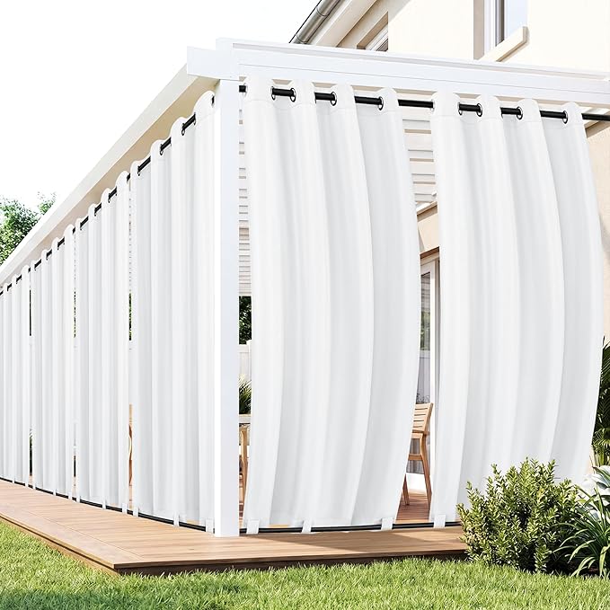 Outdoor Curtains for Patio Waterproof 6 Panels - Windproof, Privacy, Weatherp...