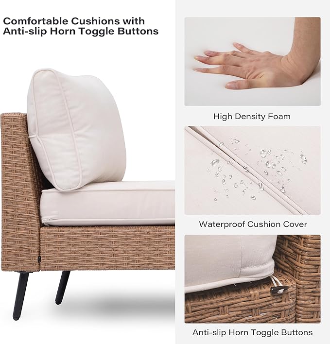 LAUSAINT HOME Outdoor Patio Furniture, 7 Piece Outdoor Sectional Sofa PE Ratt...