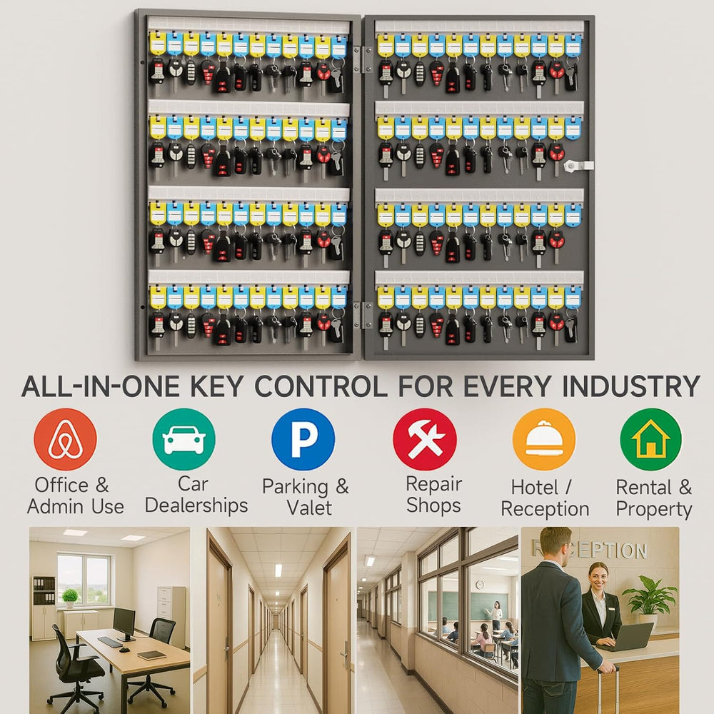 96-Keys Key Lock Box, Wall Mount Steel Key Organizer Cabinet with Key Tag
