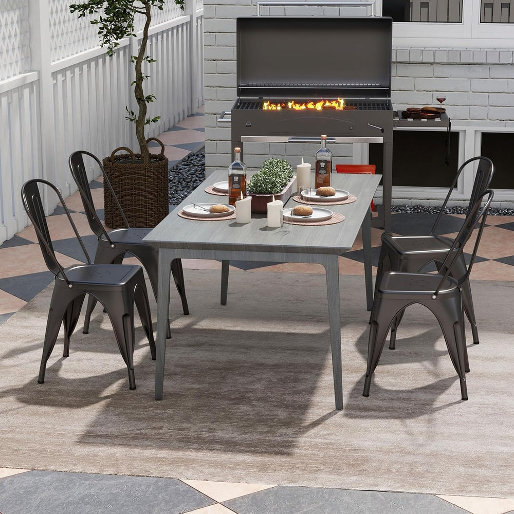 GIANTEX Metal Dining Chairs Set of 4, Farmhouse Kitchen Chairs with Removable...
