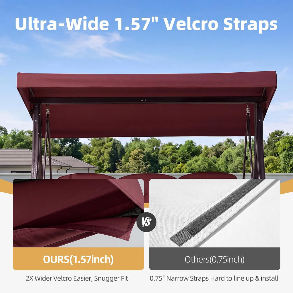 Outdoor Patio Porch Swing Canopy Replacement Cover, 3 Seat Swing Cover UV-Res...