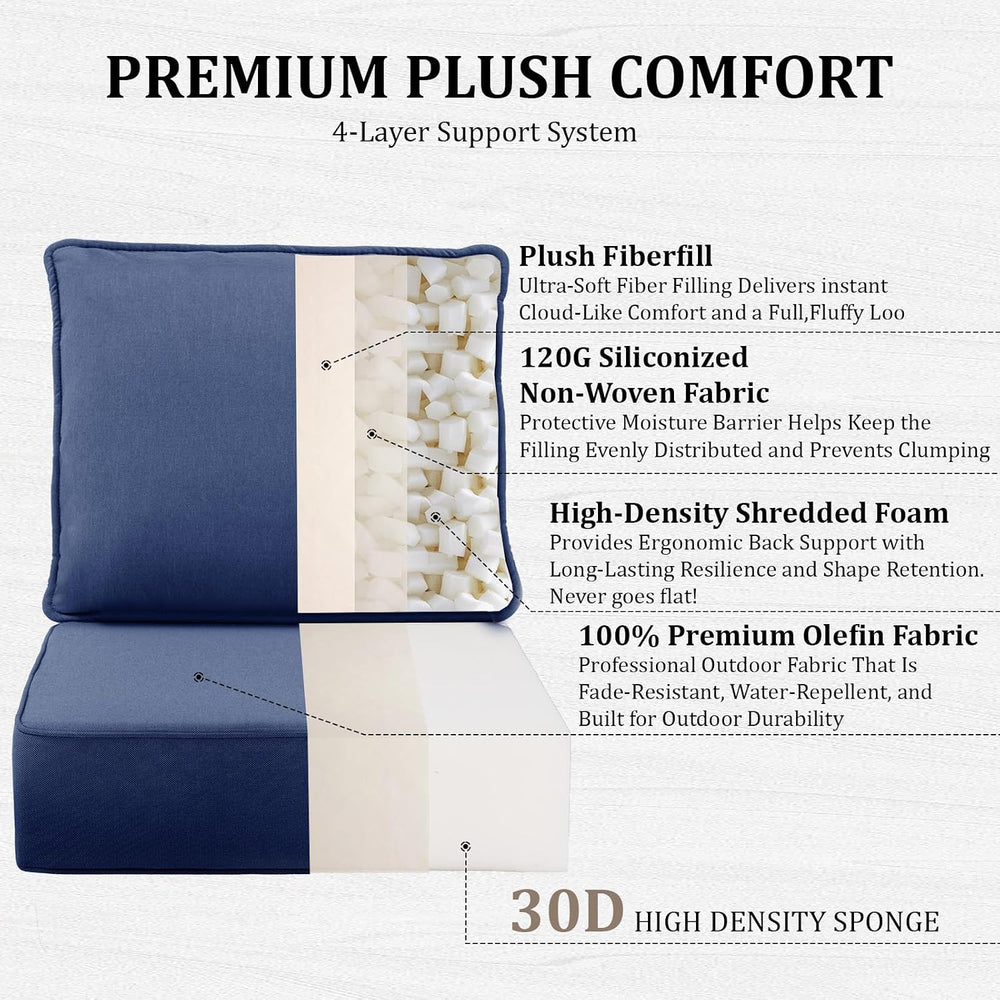 6" Thick Outdoor Chair Cushions, 22 x24 Inch Patio Furniture Cushions Se...