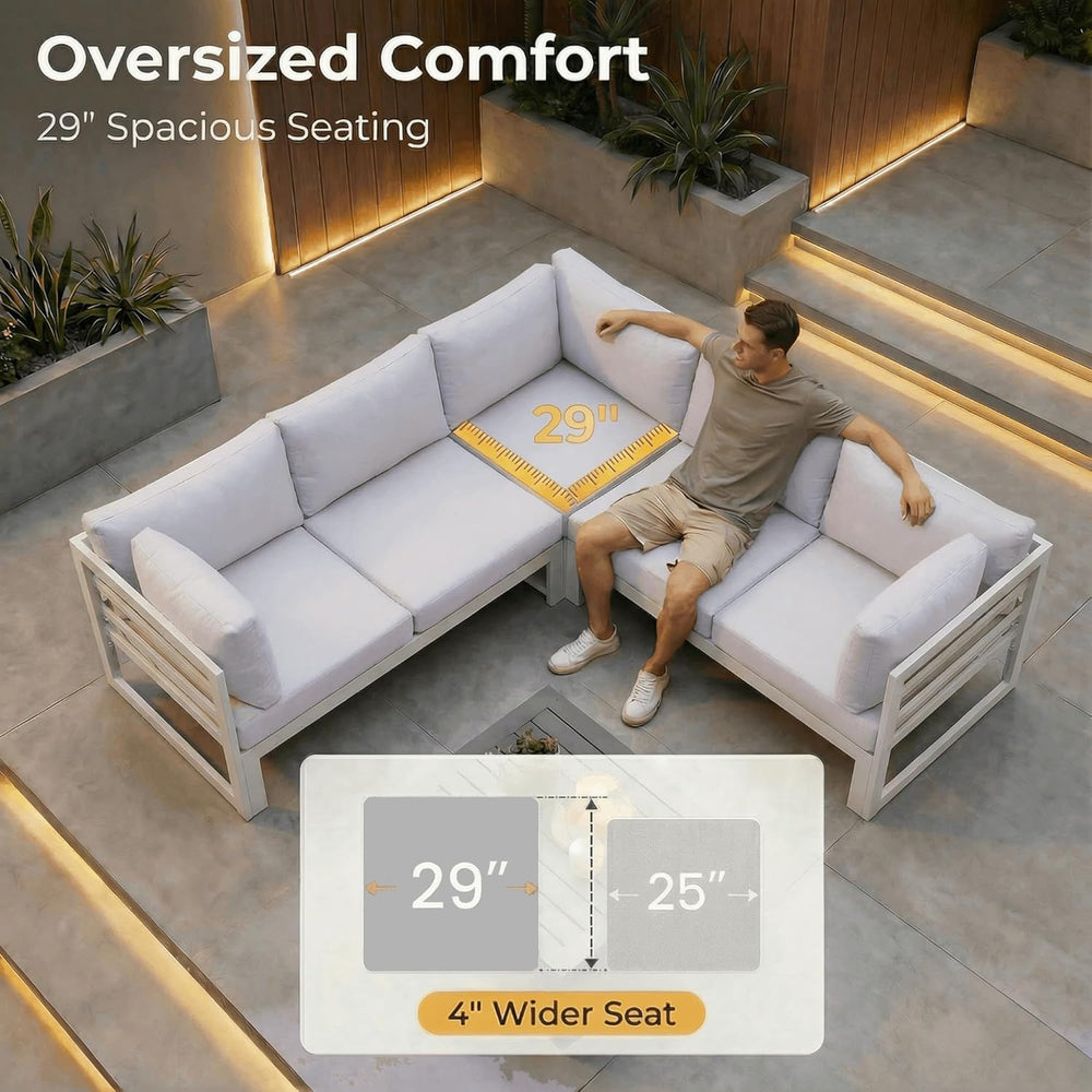 NICESOUL 8 Piece Luxury Aluminum Outdoor Sectional Sofa with Side Table, Larg...