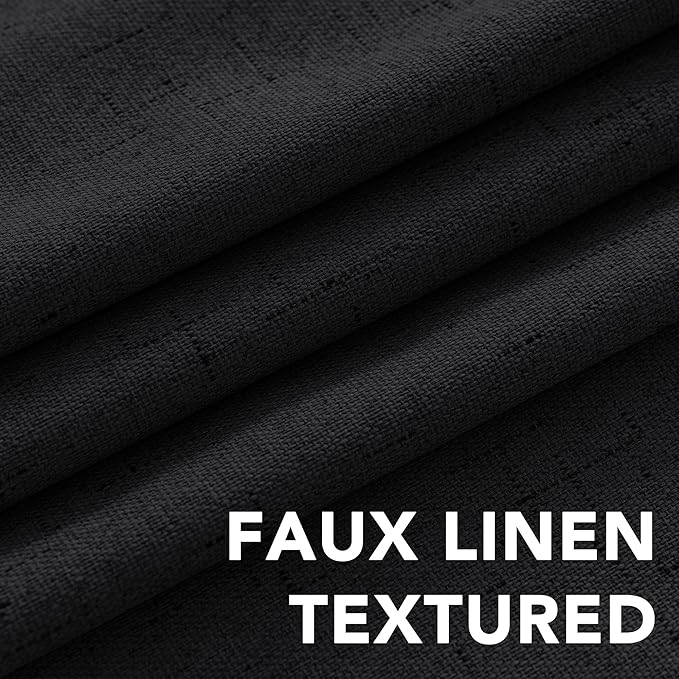 H.VERSAILTEX Linen Blackout Curtains 63 Inches Long 100% Blackout Thermal Ins...