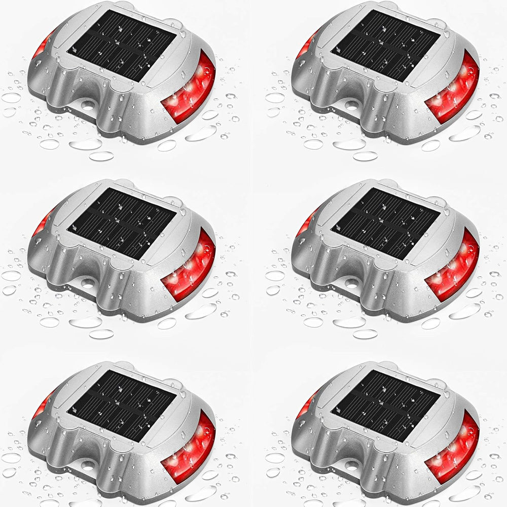 JIGUOOR Solar Deck Lights LED Driveway Lights, Red, 6 Pack