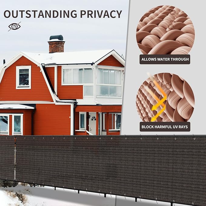 LOVE STORY Custom Size 3.3'x7' Brown Balcony Privacy Screen,UV Block ...