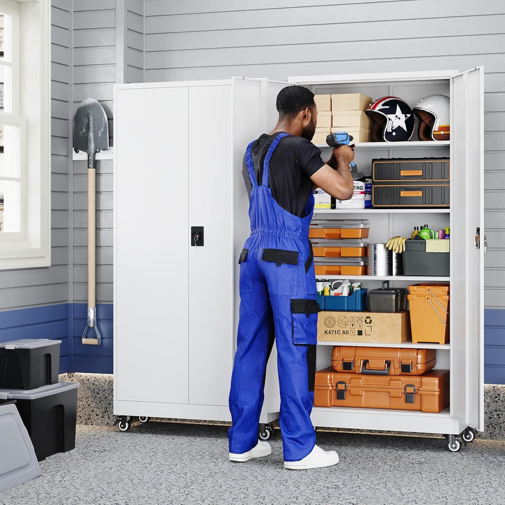 Metal Garage Storage Cabinet with Locking Doors and Adjustable Shelves,- 75&q...