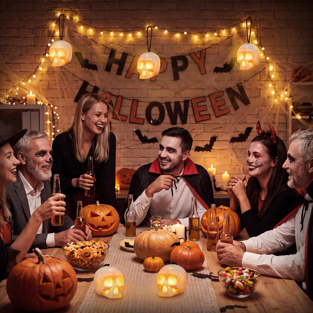 EverBrite 6-Pack Halloween Skull Light with Music, 5-Mode Skull Lamp