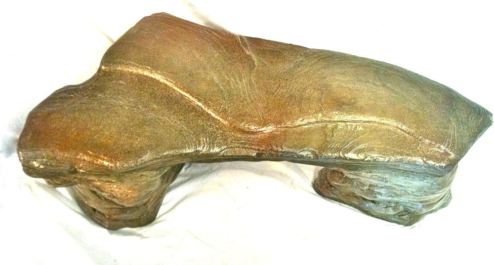 Cast Stone Petrified Rock Bench, Outdoor Garden Patio Bench 3 Piece Hand Scul...