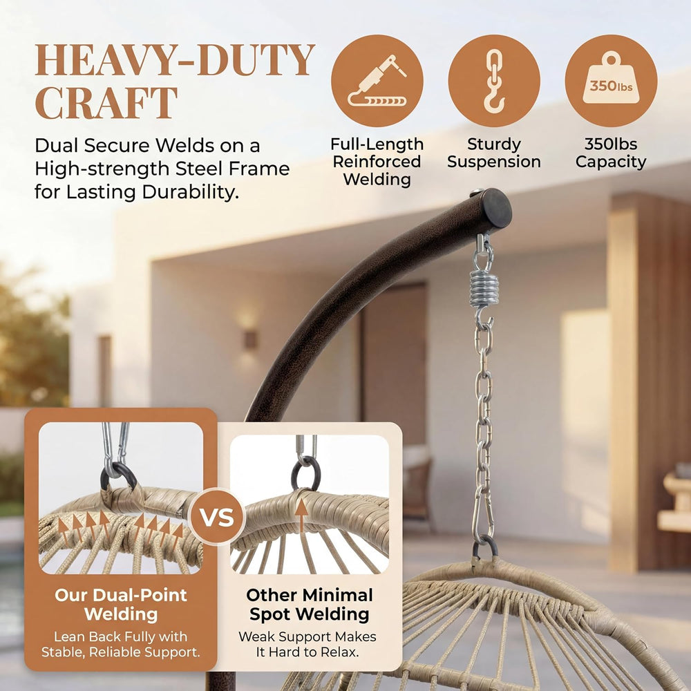RADIATA Egg Chair Outdoor with Stand, PE Wicker Hanging Swing Egg Chair