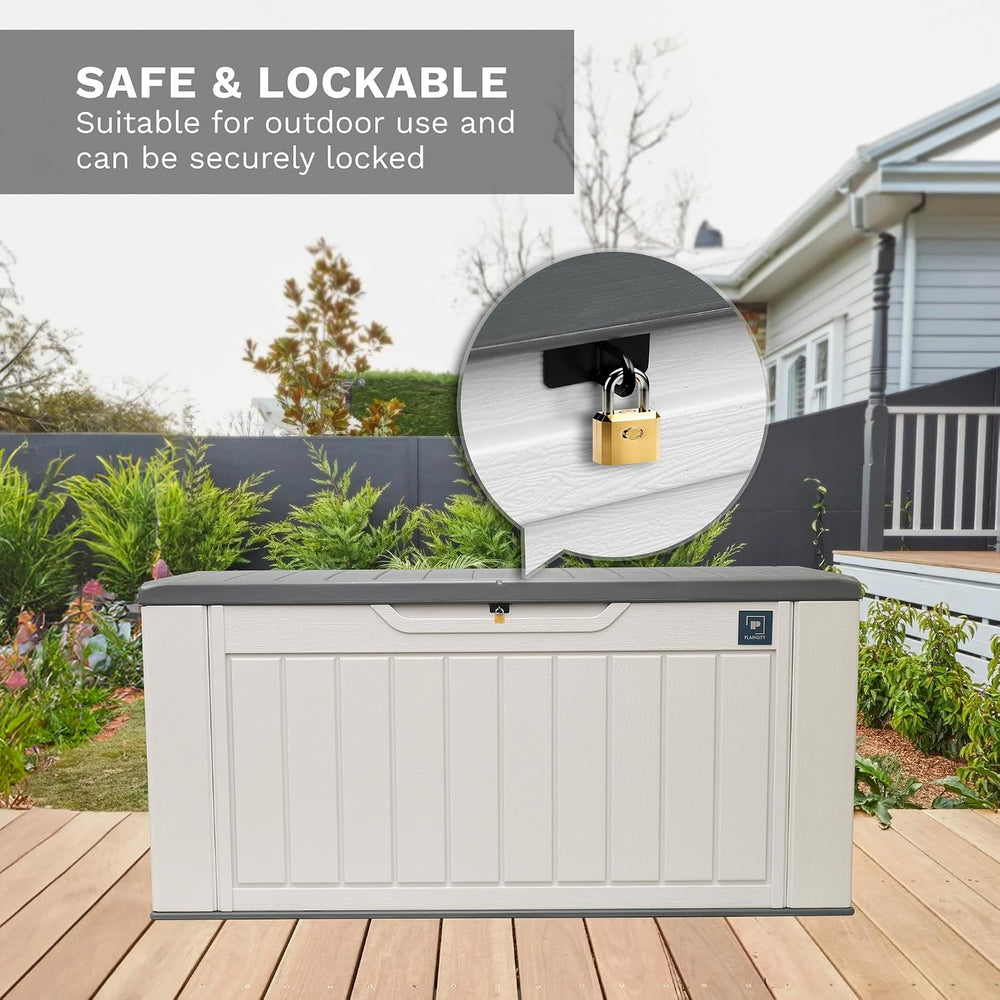 230 Gallon Large Deck Box, Durable Waterproof Resin Deck Box for Patio Furnit...