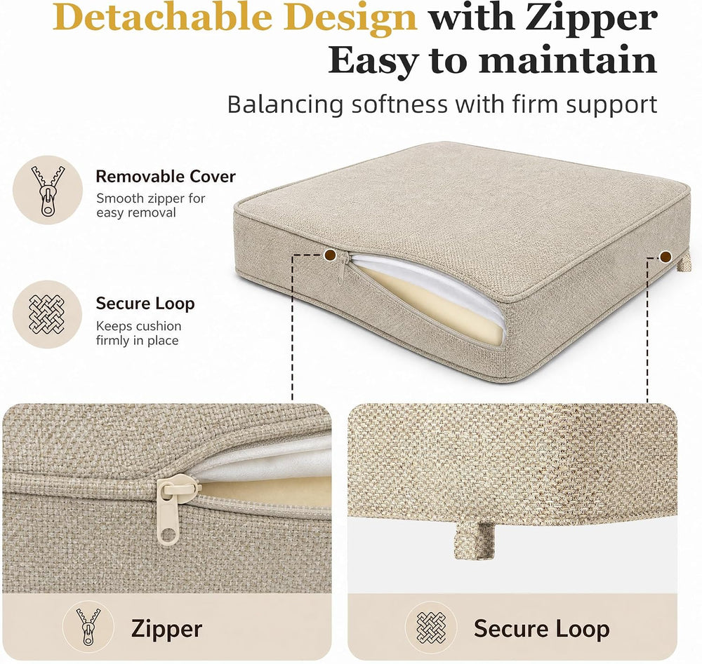 Outdoor Chair Cushion Set of 3, 24x24 Deep Seat Patio Cushions for Outdoor Fu...