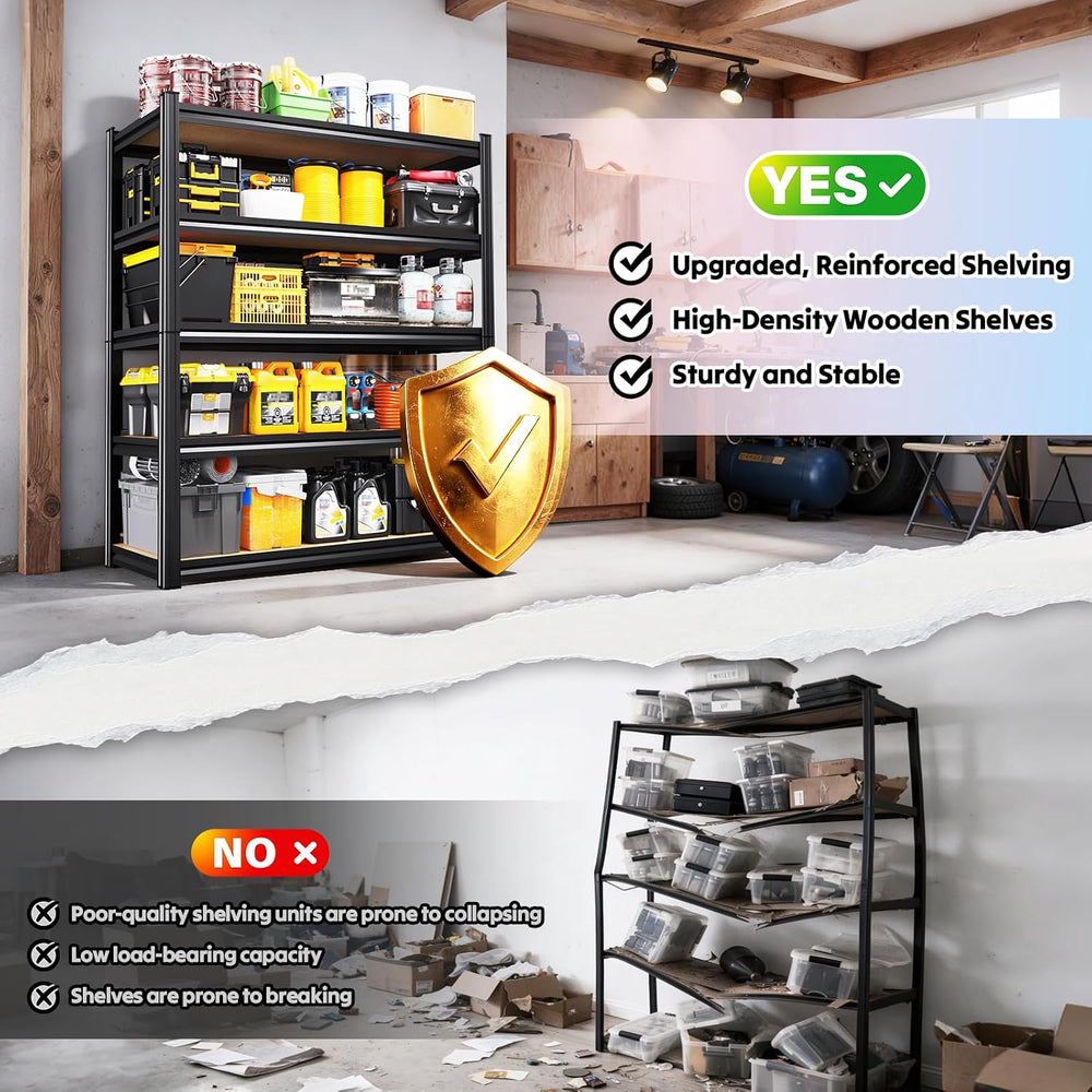 71.2"H Garage Shelving, 5-Tier Heavy Duty Metal Storage Shelves