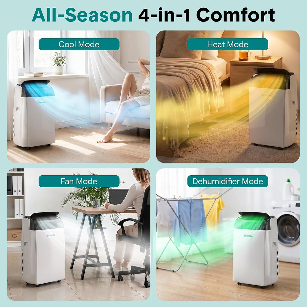 SereneLife Portable Air Conditioner With Heat & Built-in Dehumidifier 12,...