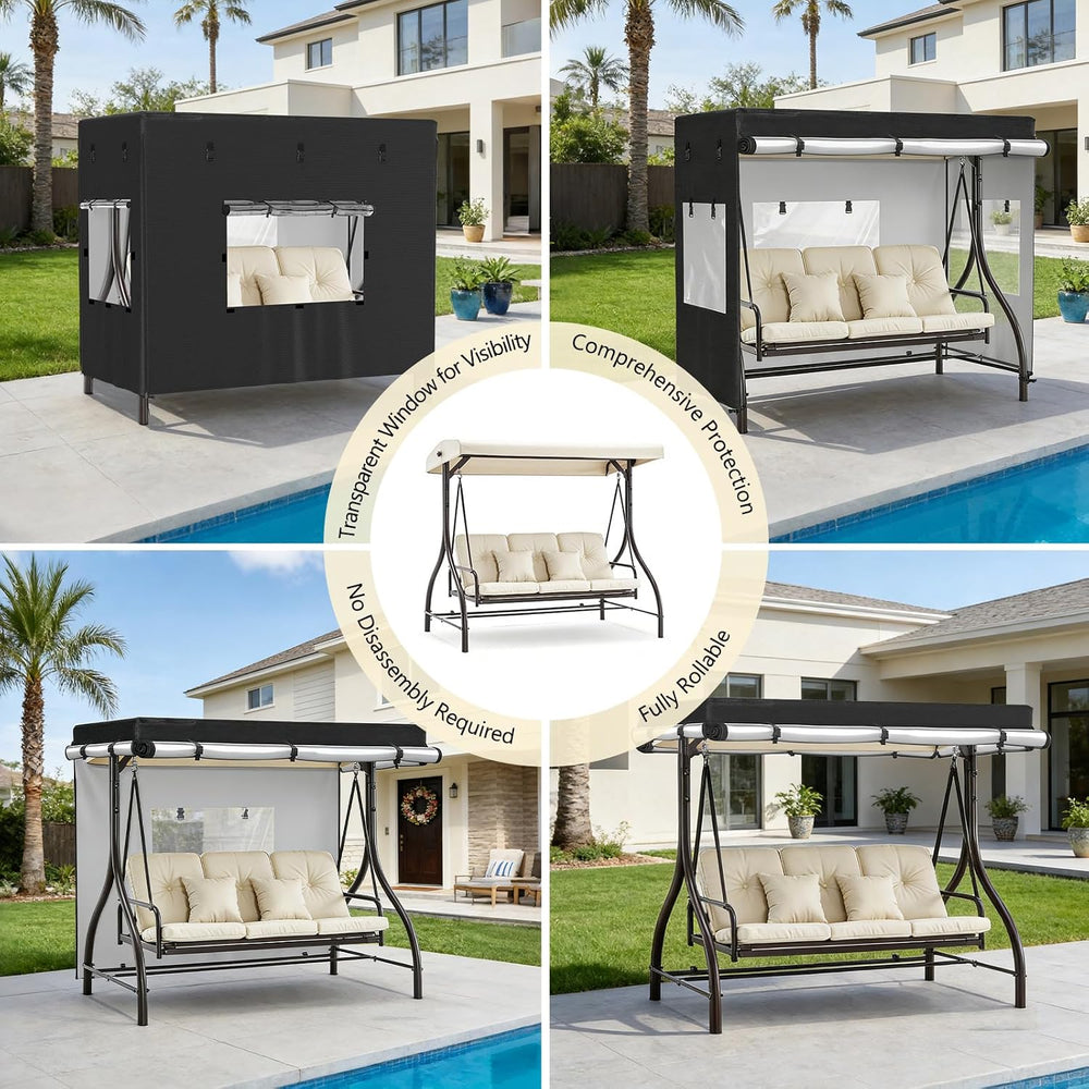 COSHNIBI Outdoor Swing Cover,3-Seat Patio Swing Chair Covers,Can be Used With...