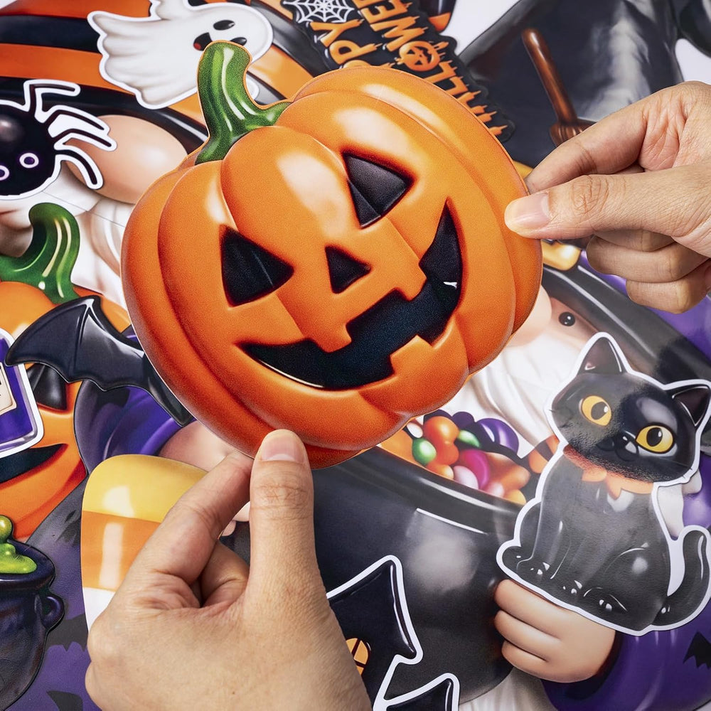 Flutesan 16 Pcs Halloween Gnome Garage Door Magnets Large Pumpkin Bat