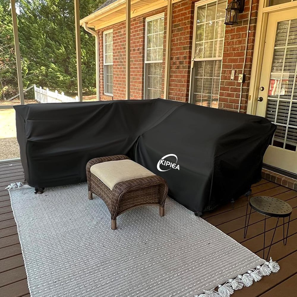 Kipiea Patio V-Shaped Sectional Sofa Cover, 420D Heavy-Duty Oxford Fabric Out...