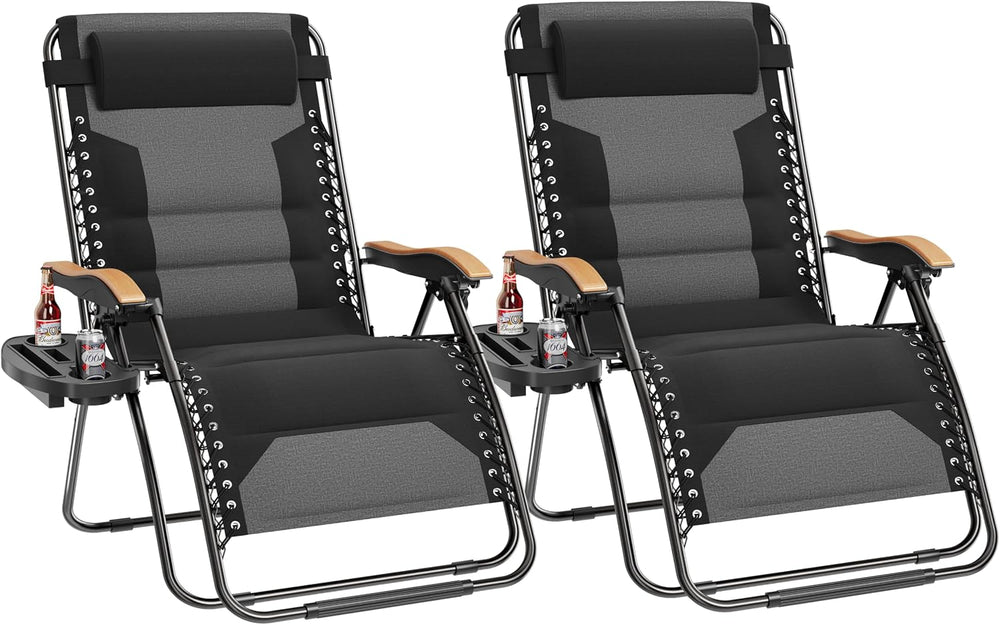 PHI VILLA Set of 2 Padded Zero Gravity Chair Recliner, 30" Wide 400 LBS