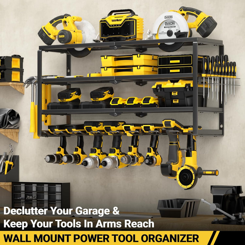 YYR 4 Layer Power Tool Organizer Wall Mount, Cordless Drill Hanger Storage Ra...