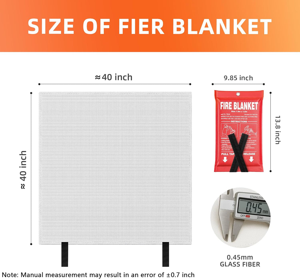 Fire Blanket 2 Pack - 40" x 40" Prepared Emergency Fire Blanket