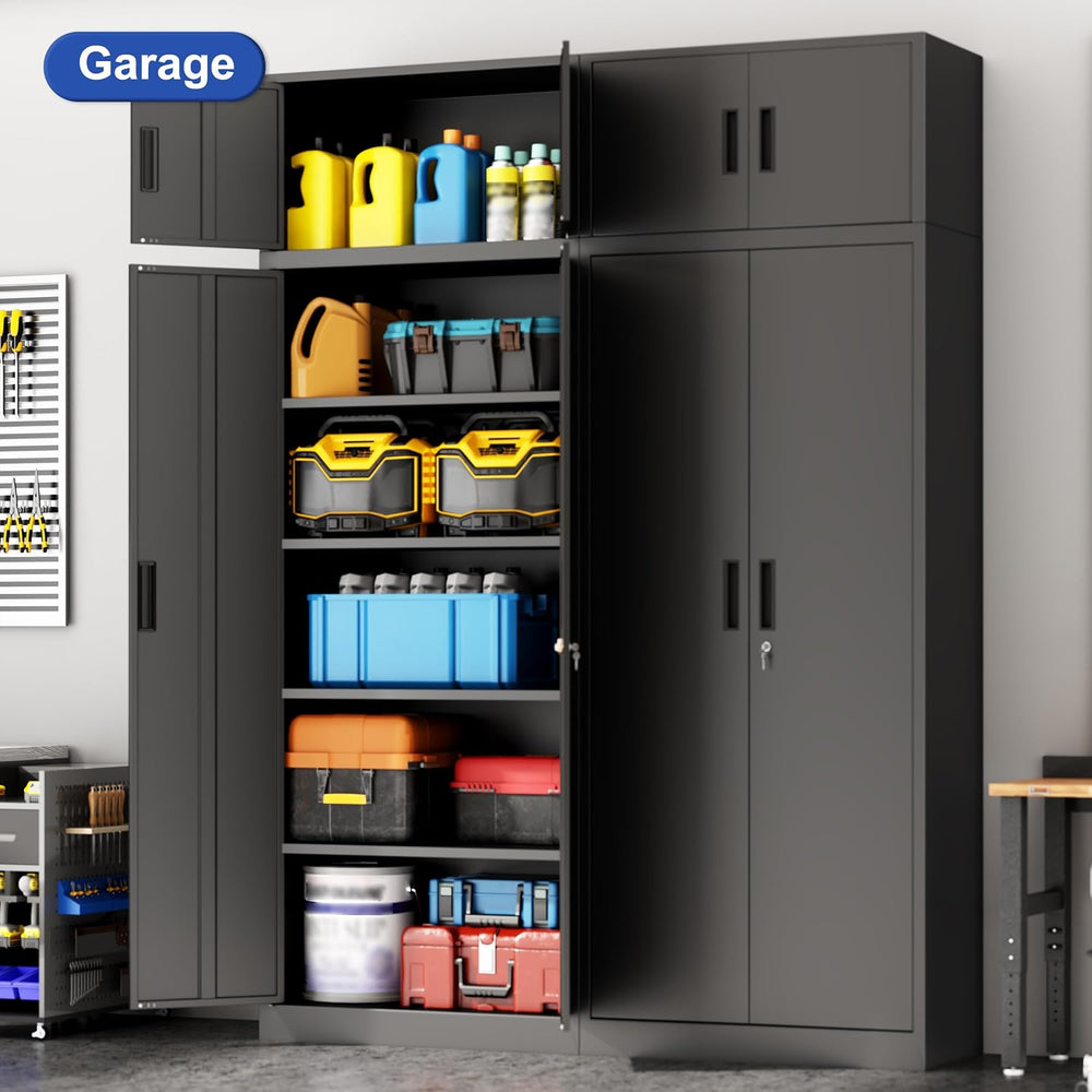 CJF Metal Storage Cabinet, 87 inch Tall Large Locking Cabinet with Top Cabine...