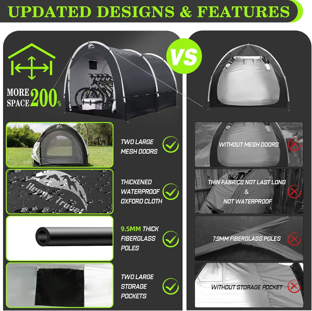 Happy Travel Outdoor Waterproof Bike Storage Tent Shed for 2/3/4/6/8 Bikes
