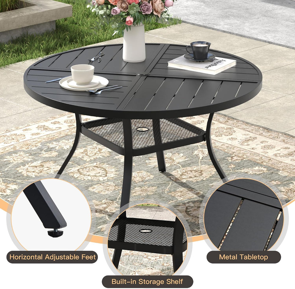 5 Pieces Outdoor Dining Set, 40.7" Spliced Patio Table with Umbrella Hol...
