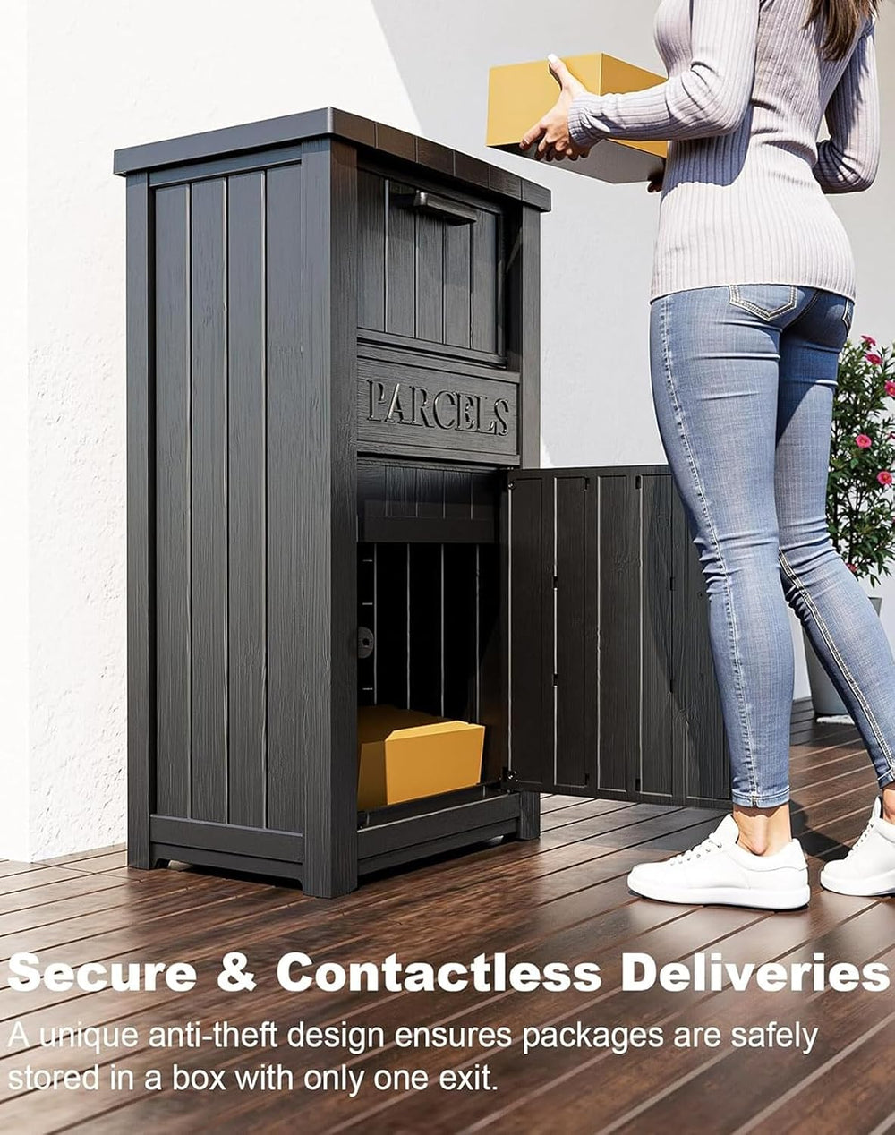 Package Delivery Box for Outside, Large Parcel Drop Box with Lockable Secure,...