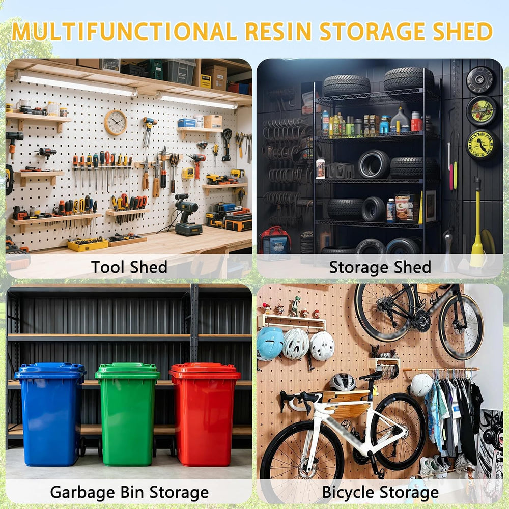 PIPLEO 8x4 FT Resin Outdoor Storage Shed with Floor