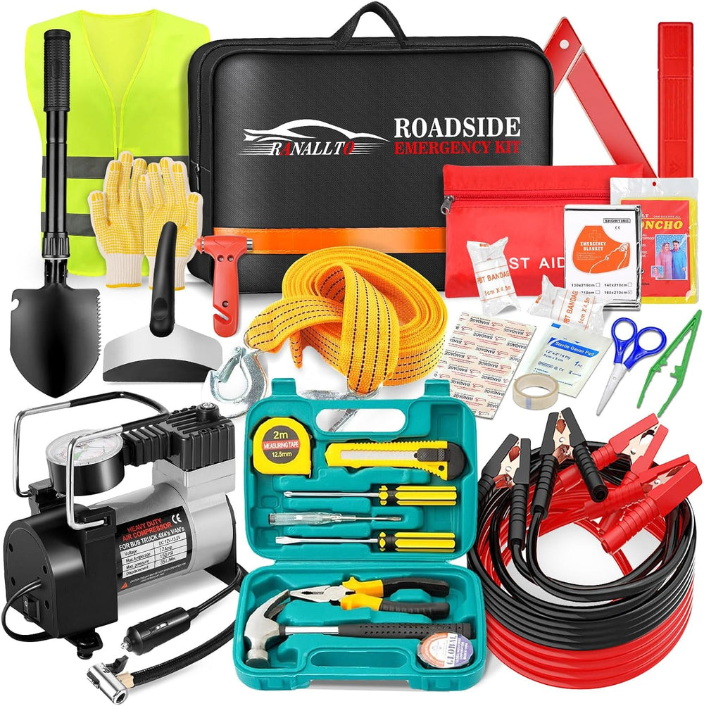 Car Emergency Roadside Kit,Vehicles Truck Road Side Safety Tool Kit with Air ...