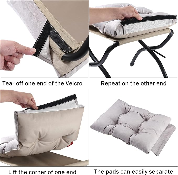 15" Foldable Foot Stool Ottoman with Metal Frame - Washable Light Grey U...