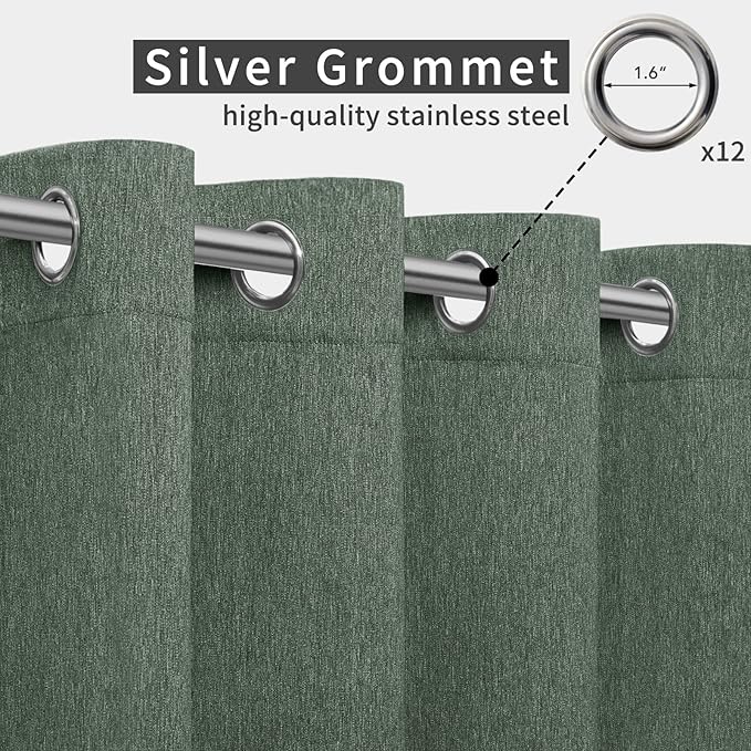 Easy-Going Linen Look Outdoor Curtains Waterproof Windproof Porch Curtains, S...