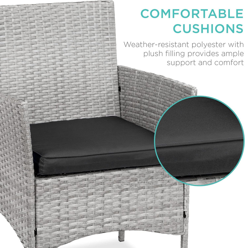 Best Choice Products 3-Piece Outdoor Wicker Conversation Bistro Set, Space Sa...