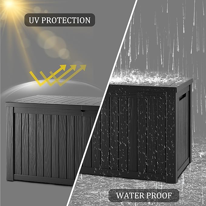 TARKARI 180 Gallon Lockable Resin Deck Box, Waterproof & UV-Resistant Out...